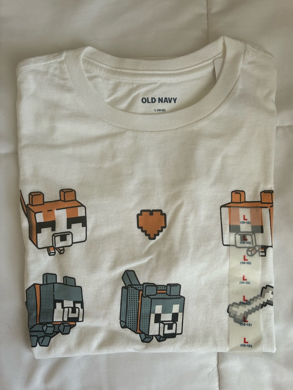 Old Navy White Kids Short-Sleeve Tee with Pixel Animal Graphics
